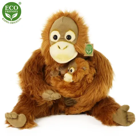 Rappa Plüsch-Orang-Utan mit Baby 28 cm / UMWELTFREUNDLICH / ab 0 Monaten