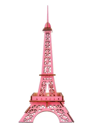 Woodcraft 3D-Holzpuzzle Eiffelturm rosa / 25 Teile / ab 8 Jahren / Schwierigkeitsgrad: einfach 