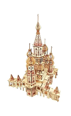 Woodcraft 3D-Holzpuzzle Basiliuskirche natur / 484 Teile / ab 8 Jahren / Schwierigkeitsgrad: leicht