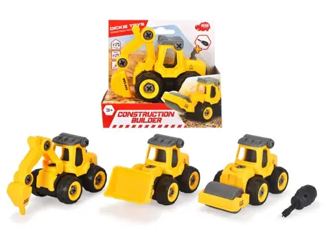 Dickie Construction Konstruktionsspielzeugauto 12,5 cm 4 Typen / ab 3 Jahren