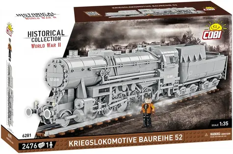 Cobi 6281 Dampflokomotive Kriegslokomotive Baureihe 52 mit Tender / 1:35 / 2476 Würfel / 1 Figur / ab 10 Jahren