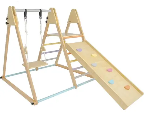2Kids Toys Holzspielset mit Rutsche / Maße: 122x110x115 cm / ab 18 Monaten
