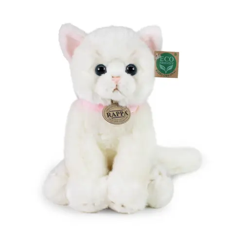 Rappa Plüschkatze sitzend weiß 25 cm / UMWELTFREUNDLICH / ab 0 Monaten 