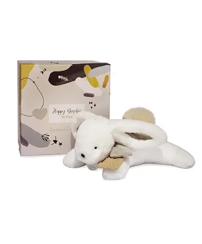 Doudou Geschenkset - Plüschkaninchen mit beigem Flaum 25 cm / ab 0 Jahren