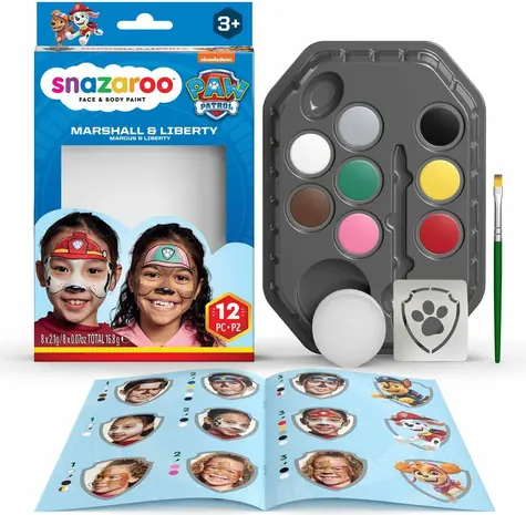 SNAZAROO Set mit 8 Gesichtsfarben Paw Patrol: Marshall & Liberty / ab 3 Jahren 