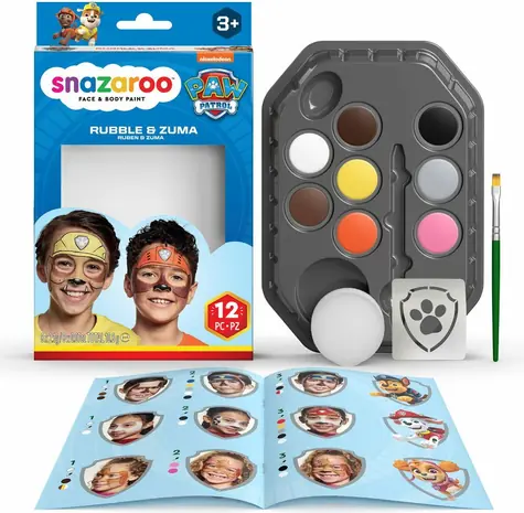 SNAZAROO Set mit 8 Gesichtsfarben Paw Patrol: Rubble & Zuma / ab 3 Jahren 