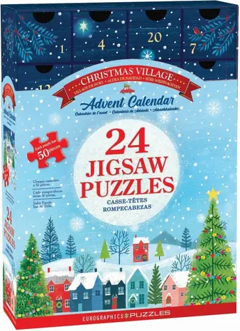 EUROGRAPHICS Puzzle-Adventskalender: Weihnachtsdorf / 24x50 Teile / ab 6 Jahren