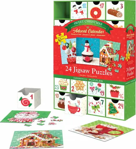 EUROGRAPHICS Puzzle-Adventskalender: Süße Weihnachten / 24x50 Teile / ab 6 Jahren