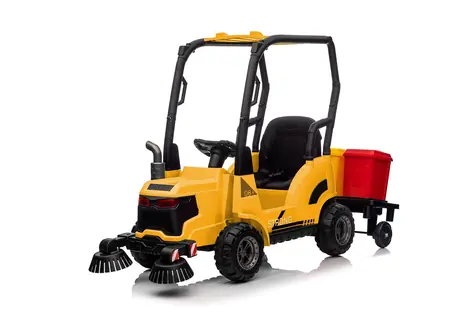 Eljet Kinder Elektroauto Kehrmaschine gelb / 50W / Geschwindigkeit 2-4km/h / Tragkraft 30kg