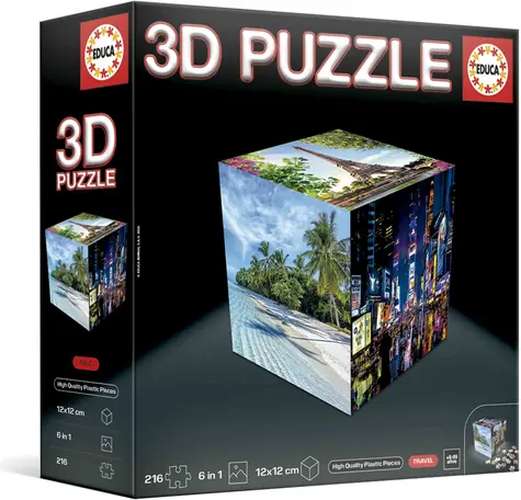 Educa 3D Puzzlewürfel Reise / 216 Teile / ab 14 Jahren