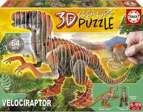 Educa 3D Puzzle Velociraptor / 64 Teile / ab 6 Jahren