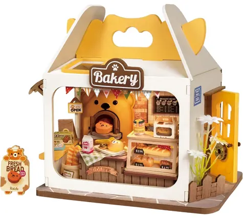 Robotime -Miniatur des Teddybär-Bäckerei-Hauses