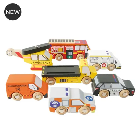 Le Toy Van Rettungsauto-Set mit Hubschrauber / ab 2 Jahren
