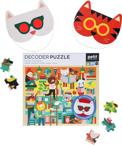 Petit Collage Puzzle-Bibliothek 100 Teile mit 3D-Brille / 100 Teile / ab 4 Jahren