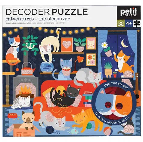 Petit Collage Puzzle Katzen 100 Teile mit 3D-Brille / 100 Teile / ab 4 Jahren