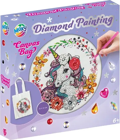 GRAFIX Diamond Painting Canvas Tasche Einhorn 25x31 cm / ab 6 Jahren