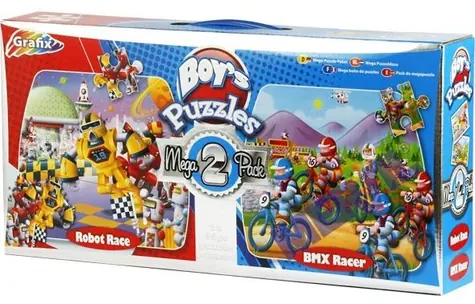 GRAFIX Panoramapuzzle Robot Race & BMX Racers / 2x45 Teile / ab 3 Jahren