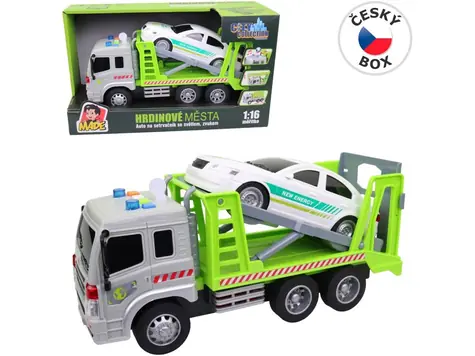 MaDe 16872 - Auto-Abschleppwagen mit Auto, Schwungrad, mit Licht und Sound