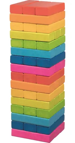 GOKI Wooden Tower Jenga Rainbow Balance Spiel / ab 4 Jahren