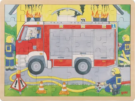 GOKI Mehrschichtiges Holzpuzzle Feuerwehr im Einsatz / 59 Teile / ab 3 Jahren