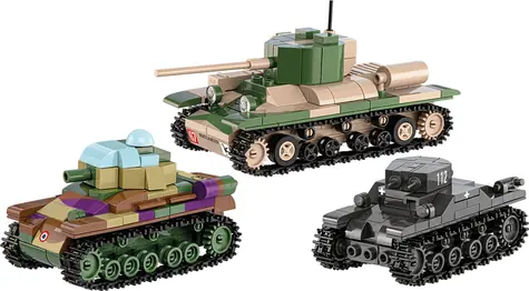 Cobi 2740 3 Panzer: Panzer I, Valentine IX, Renault R, Panzermuseum, Les Blindes in Saumur, DPM / 620 Würfel / 1:35 / ab 8 Jahren