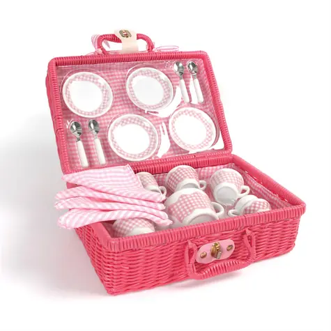 Tidlo Picknickgeschirr in einem rosa Korb