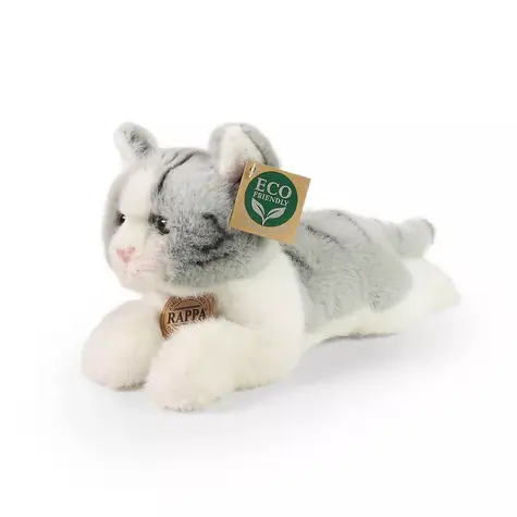 Rappa Plüschkatze liegend grau 20 cm / UMWELTFREUNDLICH / ab 0 Jahren