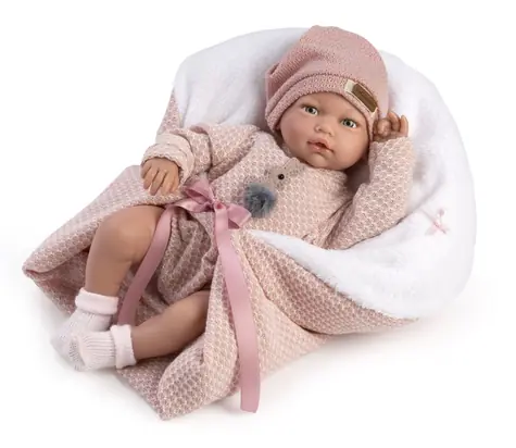 Guca 10220 BLANCA - realistische Babypuppe mit Geräuschen und weichem Stoffkörper - 38 cm