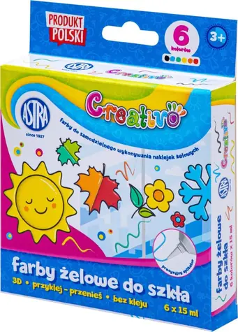 ASTRA CREATIVO Gelfarben für Glas 6 x 15 ml / ab 3 Jahren