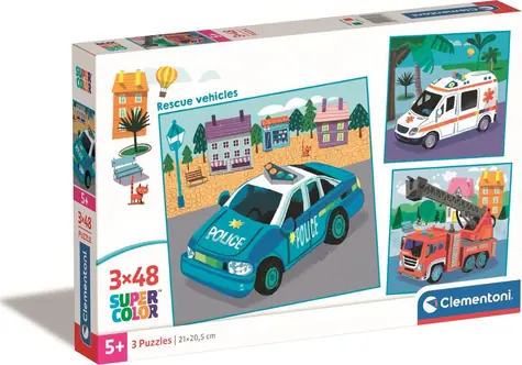 Clementoni Puzzle Rettungsfahrzeuge / 3x48 Teile / ab 5 Jahren