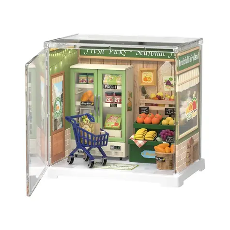 Robotime 3D Holzpuzzle Miniaturhaus Mini-Obst- und Gemüseladen