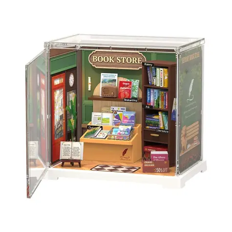 Robotime 3D Holzpuzzle Miniaturhaus Mini-Buchhandlung