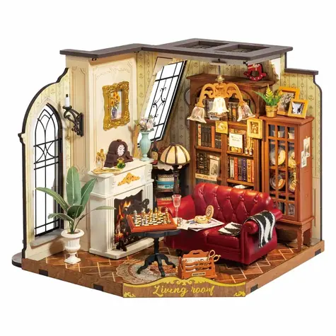 Robotime 3D-Holzpuzzle Miniaturhaus Kateřinas Wohnzimmer