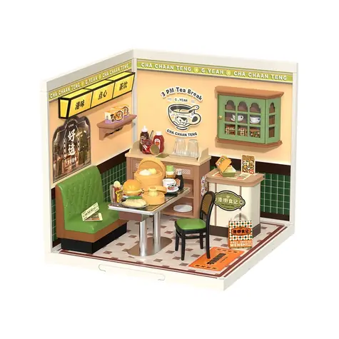 Robotime 3D Holzpuzzle Miniaturhaus Hongkong Café
