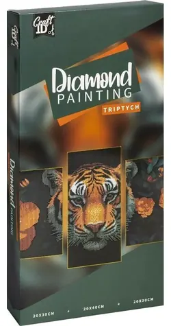 CRAFT ID Diamantmalerei auf Rahmen Tiger-Triptychon 40x20 cm + 30x20 cm