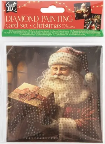 CRAFT ID Diamantmalerei Weihnachtskarte Weihnachtsmann und Rentier 13x13 cm