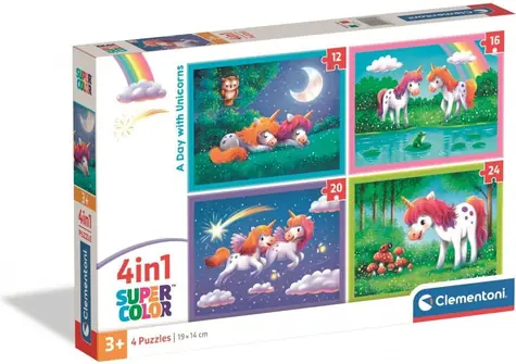 Clementoni 21740 Puzzle Einhörner 4in1 (12+16+20+24 Teile) / ab 3 Jahren