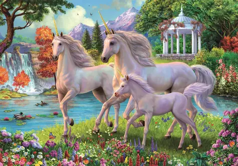 Clementoni 29794 Puzzle Einhörner am Wasserfall, 180 Teile / ab 7 Jahren