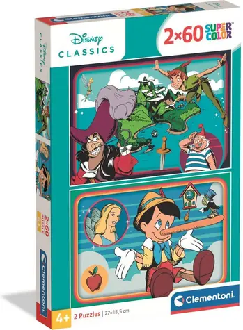 Clementoni 24823 Puzzle Klassische Disney Märchen 2x60 Teile / ab 5 Jahren