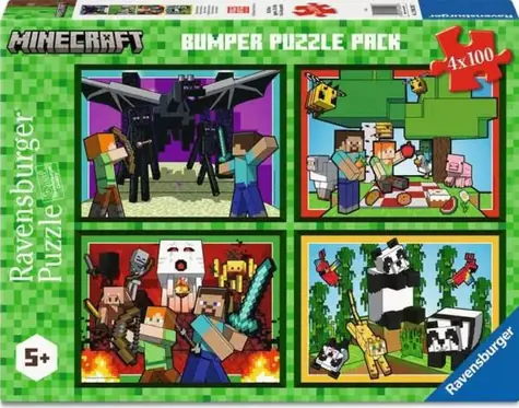 Ravensburger 120042907 Minecraft Puzzle / 4x100 Teile / ab 5 Jahren 