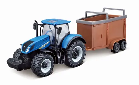 Bburago FARMLAND New Holland T7.315 HD Traktor mit Viehanhänger / 10 cm / ab 3 Jahren