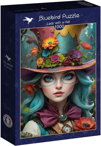 BlueBird Puzzle Mädchen mit Hut / 1000 Teile / ab 14 Jahren