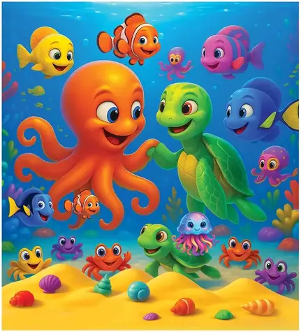Wooden City Holzpuzzle Oktopus und Schildkröte / 20 Teile / ab 5 Jahren