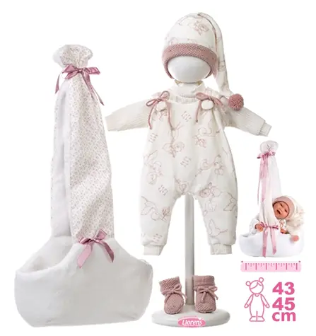 Llorens M740-06 Outfit für NEW BORN Babypuppen (40-42 cm) mit Schultertrage