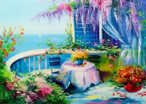 ENJOY Puzzle Blumenbalkon / 1000 Teile / ab 14 Jahren