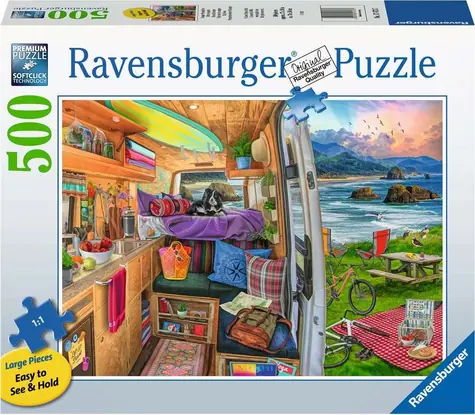 Ravensburger Puzzle „Blick aus dem Wohnwagen“ XXL / 500 Teile / ab 12 Jahren