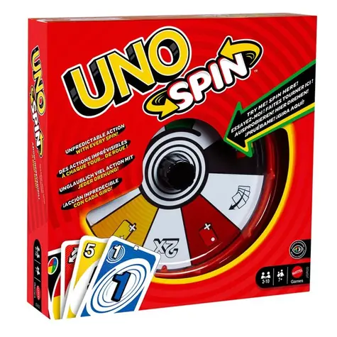 Mattel Kartenspiel UNO Spin JGR00 / 112 Karten und Roulette / ab 7 Jahren