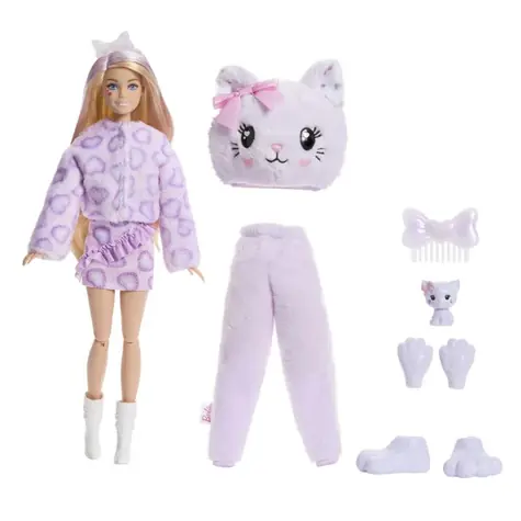 Mattel Barbie Cutie Reveal Puppe Care Bears Sweet Bows - Kätzchen JJP64 / 10 Überraschungen / ab 3 Jahren