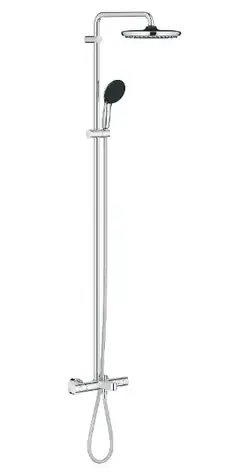 Grohe Vitalio Start - Duschset mit Badewannenthermostat, Durchmesser 25 cm | 2 Strahlarten | Chrom 