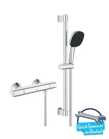 Grohe Precision Trend - Duschset mit Thermostat | 3 Strahlarten | Chrom 